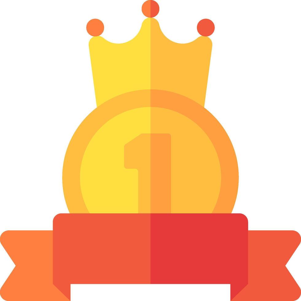 A gold medal with a crown on top vector