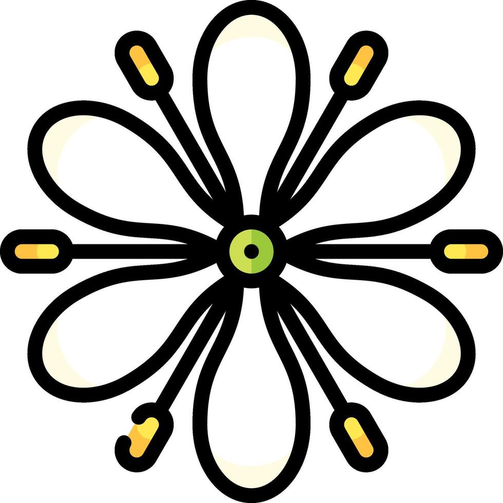 A flower with many petals and a green center vector
