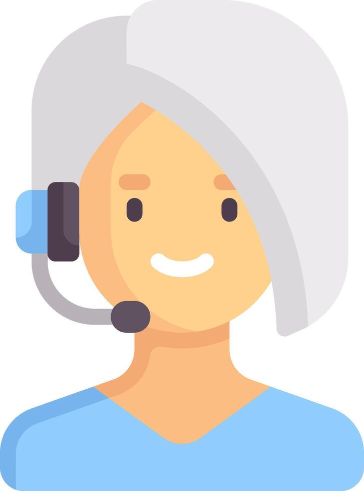 A woman with a headset on her head vector