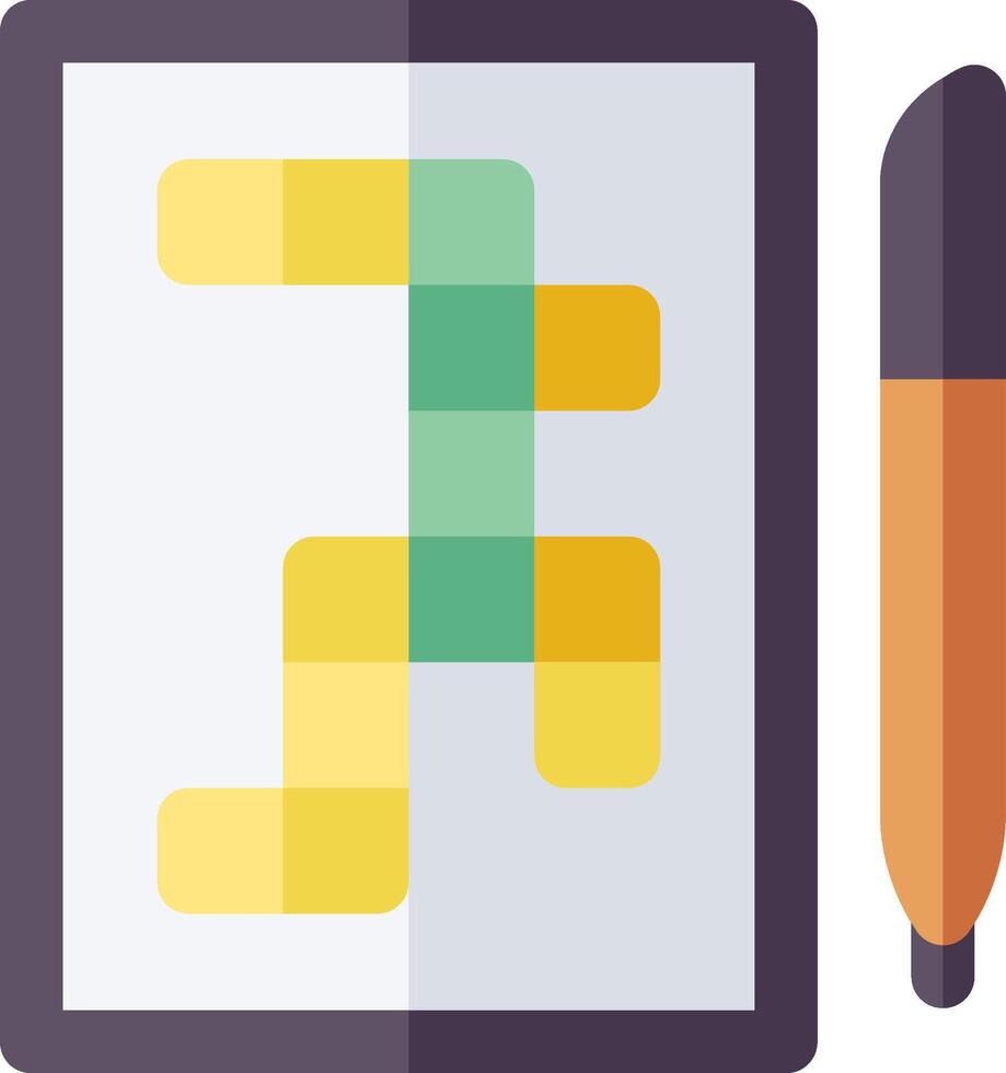 A tablet with a pen and a puzzle piece vector