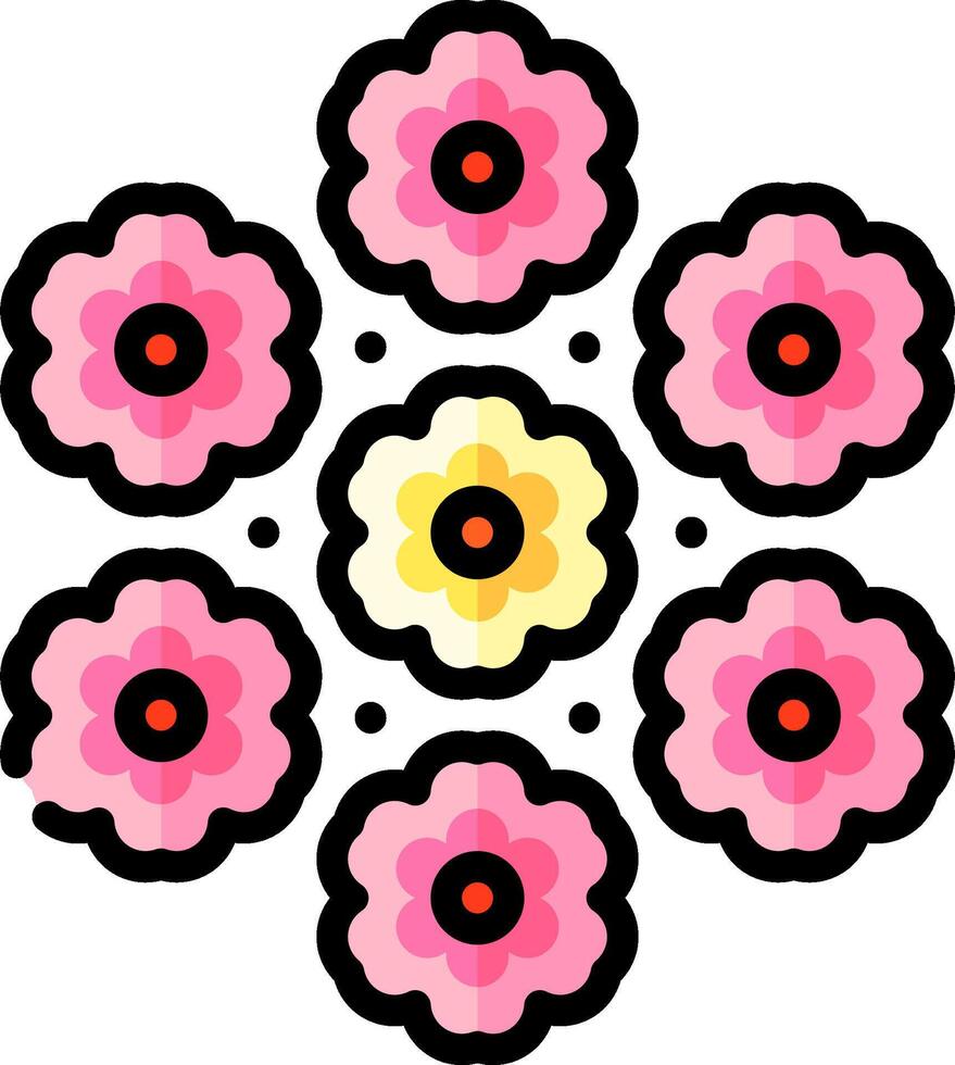 A flower design with four pink flowers vector