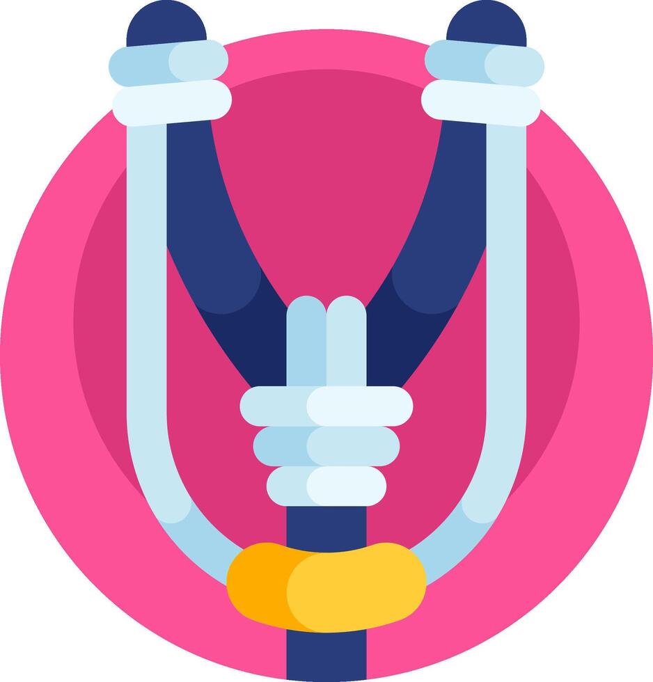A pink circle with a blue handle and a yellow handle vector