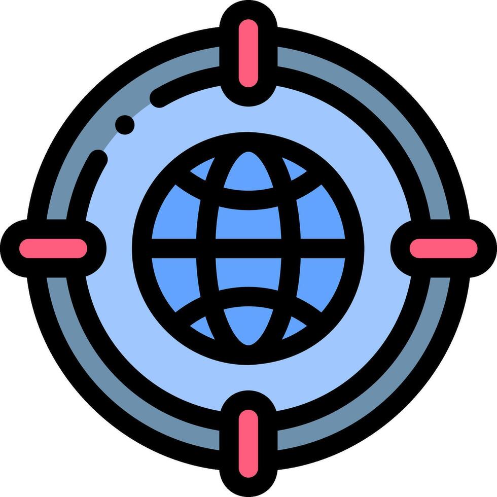 A globe icon with a crosshair around it vector
