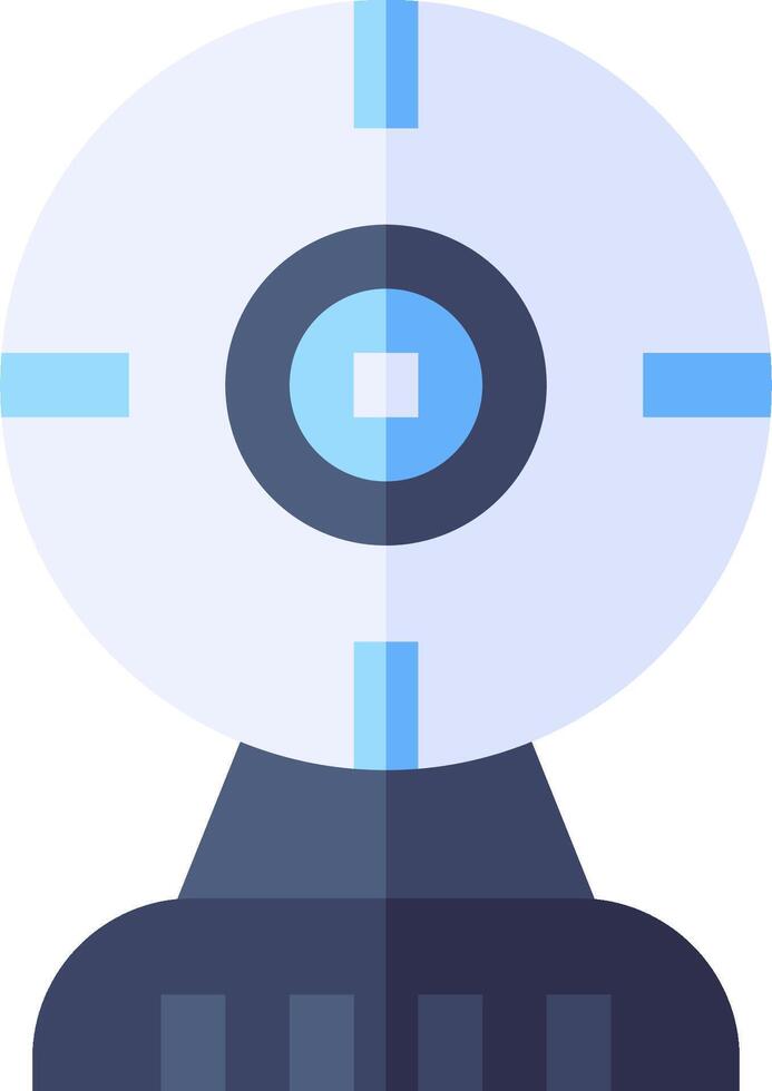 A flat icon of a camera with a blue eye vector