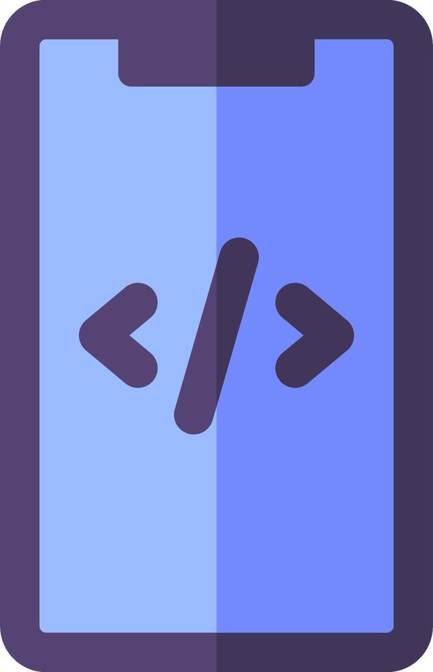 A blue tablet with a code symbol on it vector