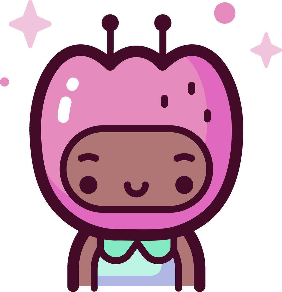 A cartoon character with a pink hat and a strawberry on her head vector