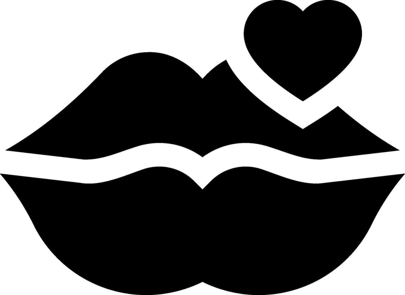 A black and white logo of lips with a heart vector