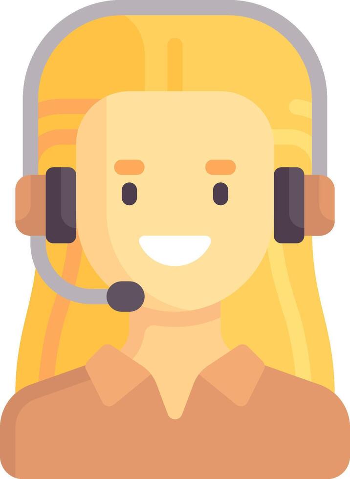 A woman wearing a headset and smiling vector