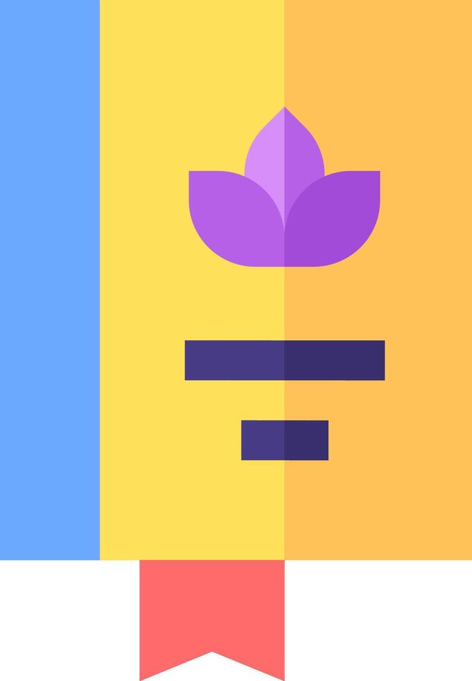 A yellow and blue square with a purple flower on it vector