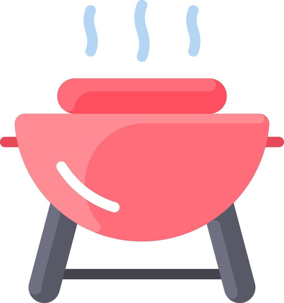 A barbecue grill with a red lid and a blue handle vector