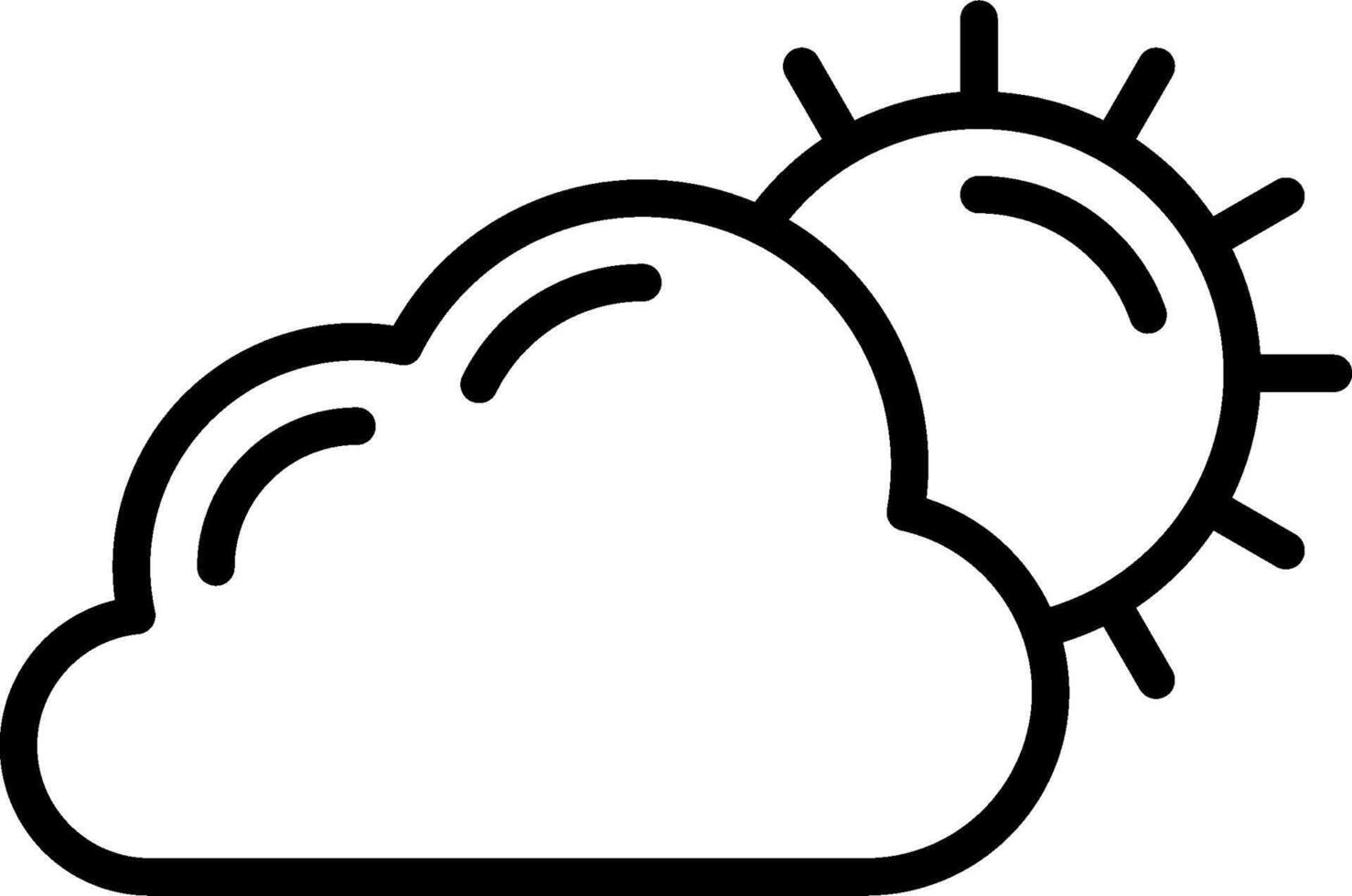 A black and white image of a cloud and sun vector