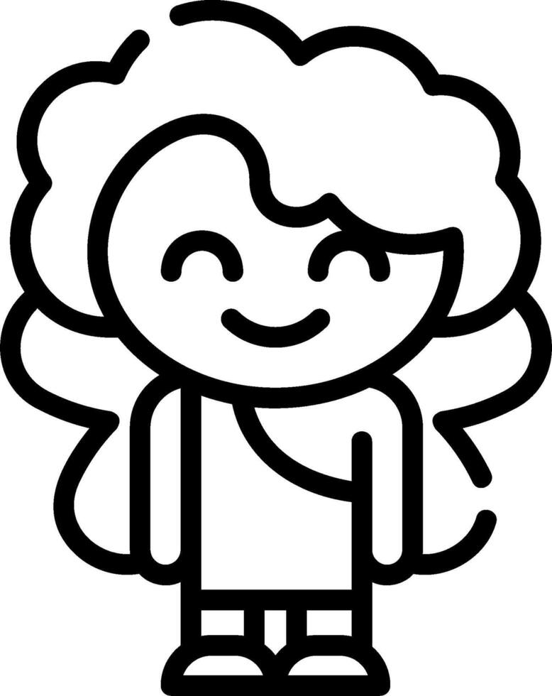 A cartoon girl with curly hair and a smile vector
