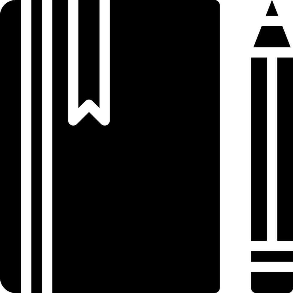 A black and white pencil and notebook icon vector