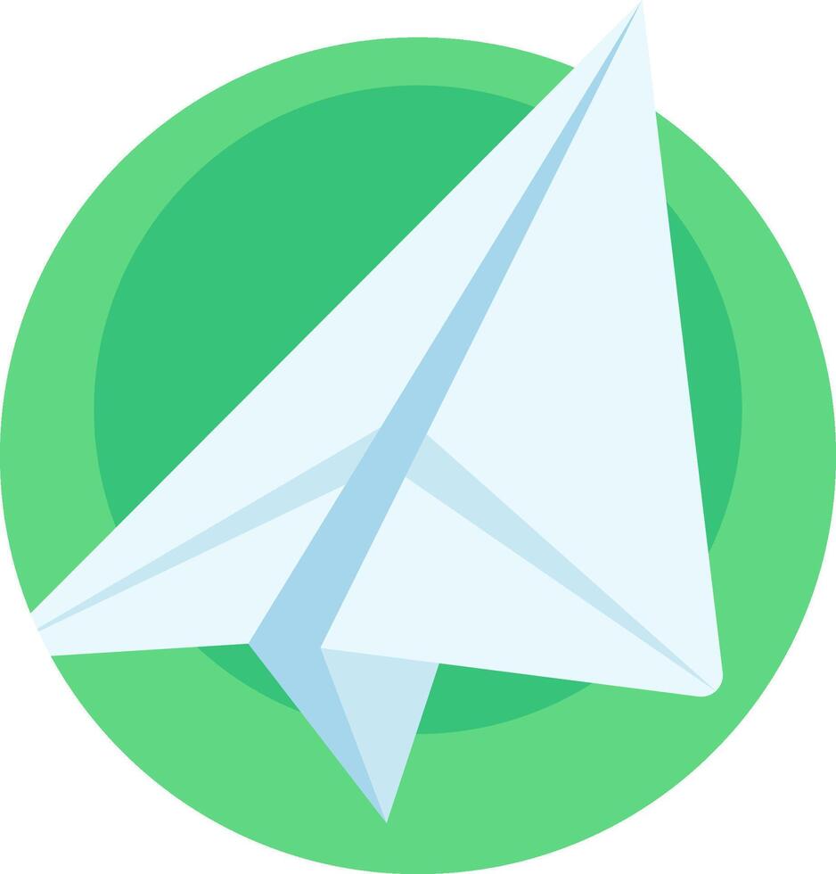 A paper airplane is sitting in a green circle vector