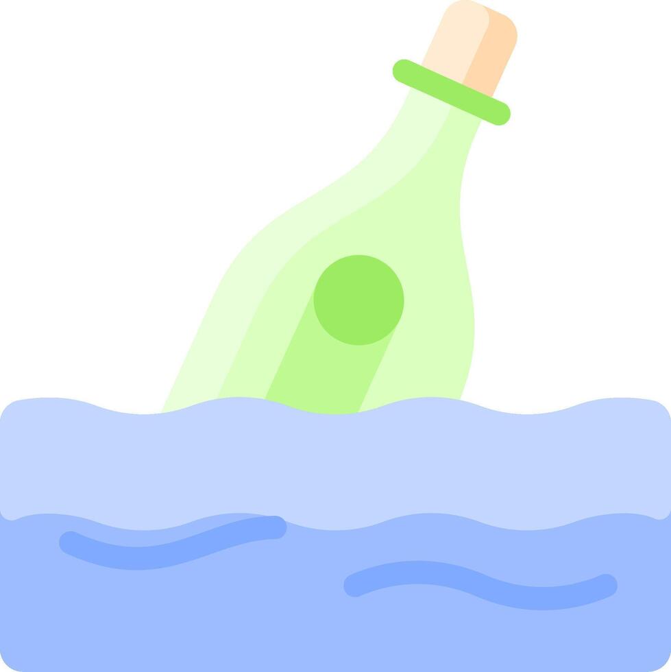A bottle floating in the ocean with a green label vector