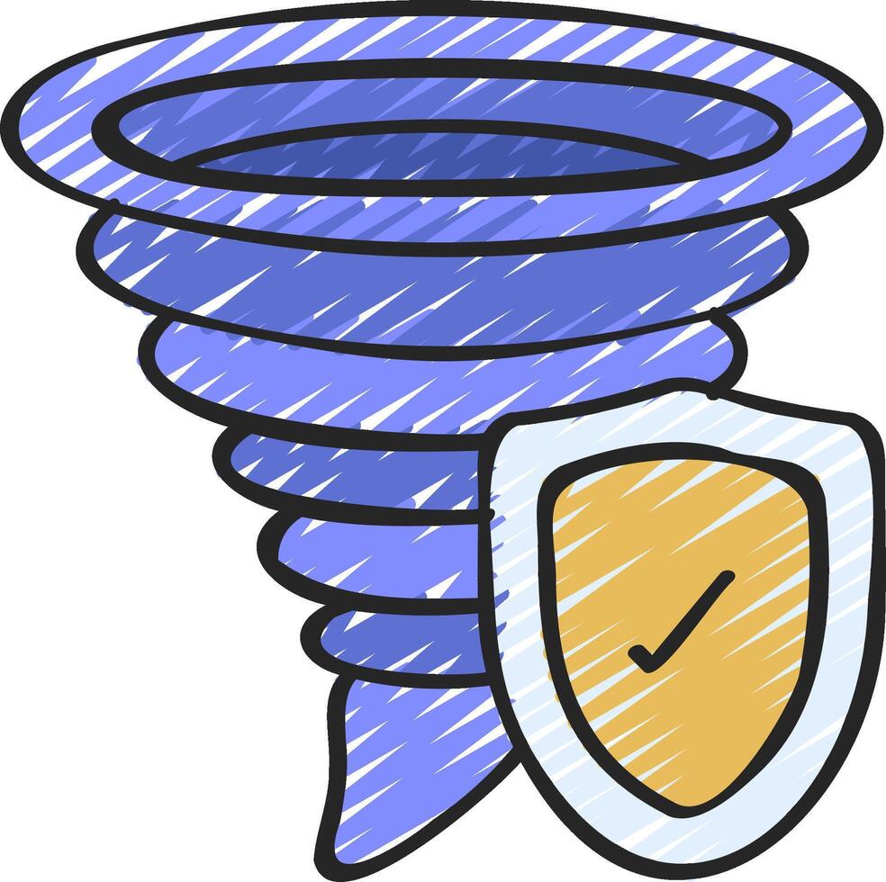 A tornado with a shield and a shield icon vector