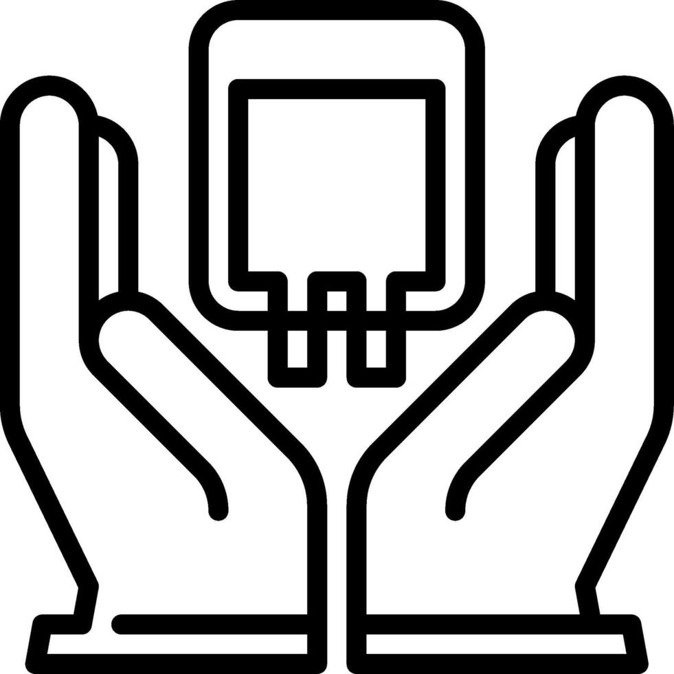 Two hands holding a small device icon vector