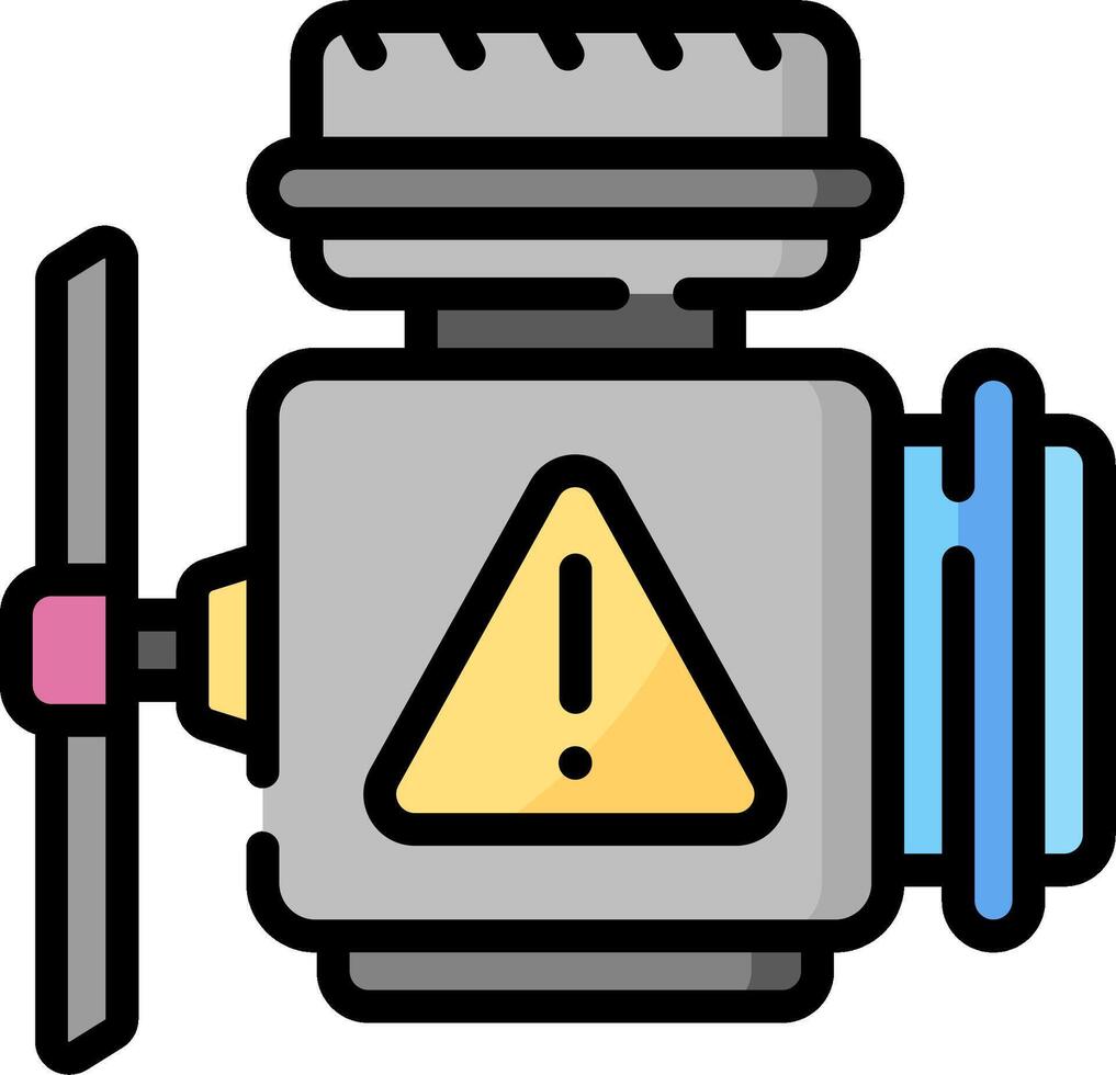 A cartoon engine with a warning sign on it vector