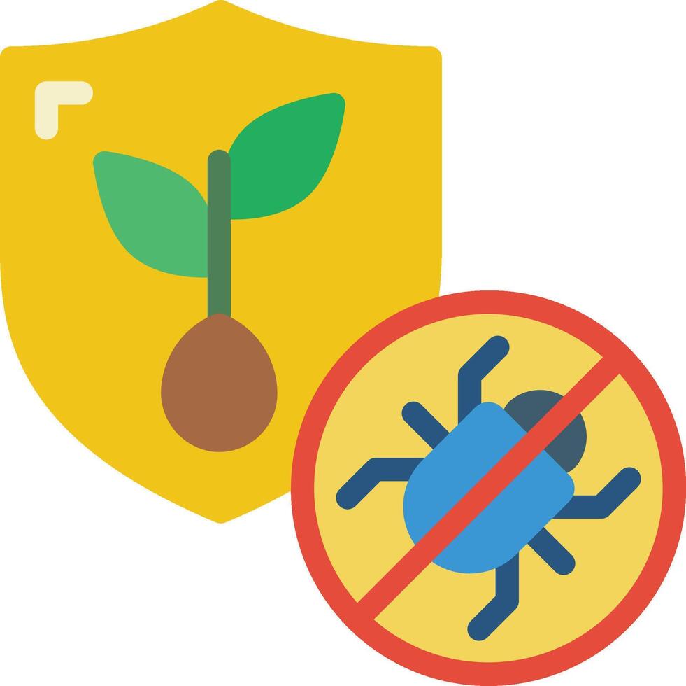 A shield with a plant and a bug on it vector