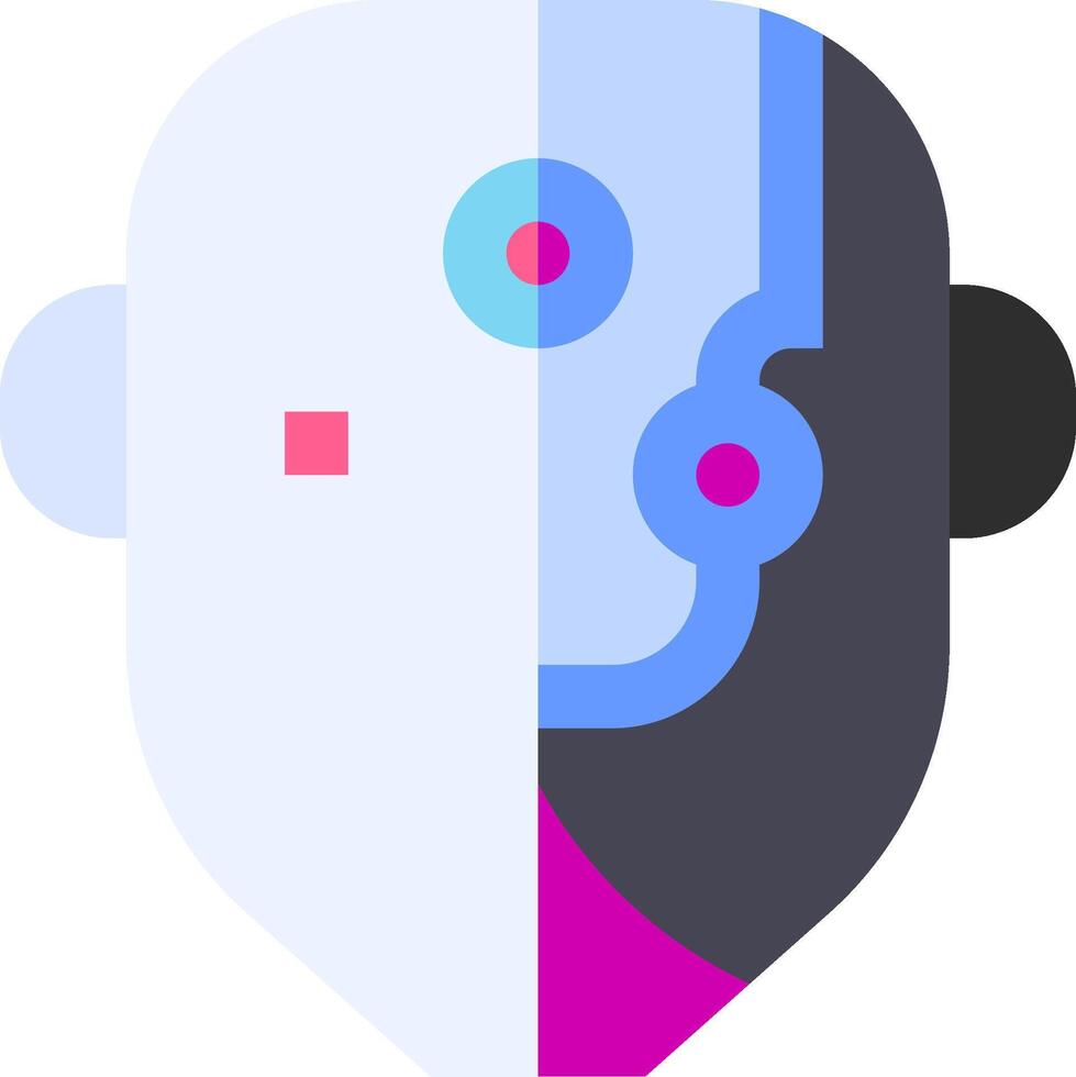 A man's head with a blue and pink dot on it vector