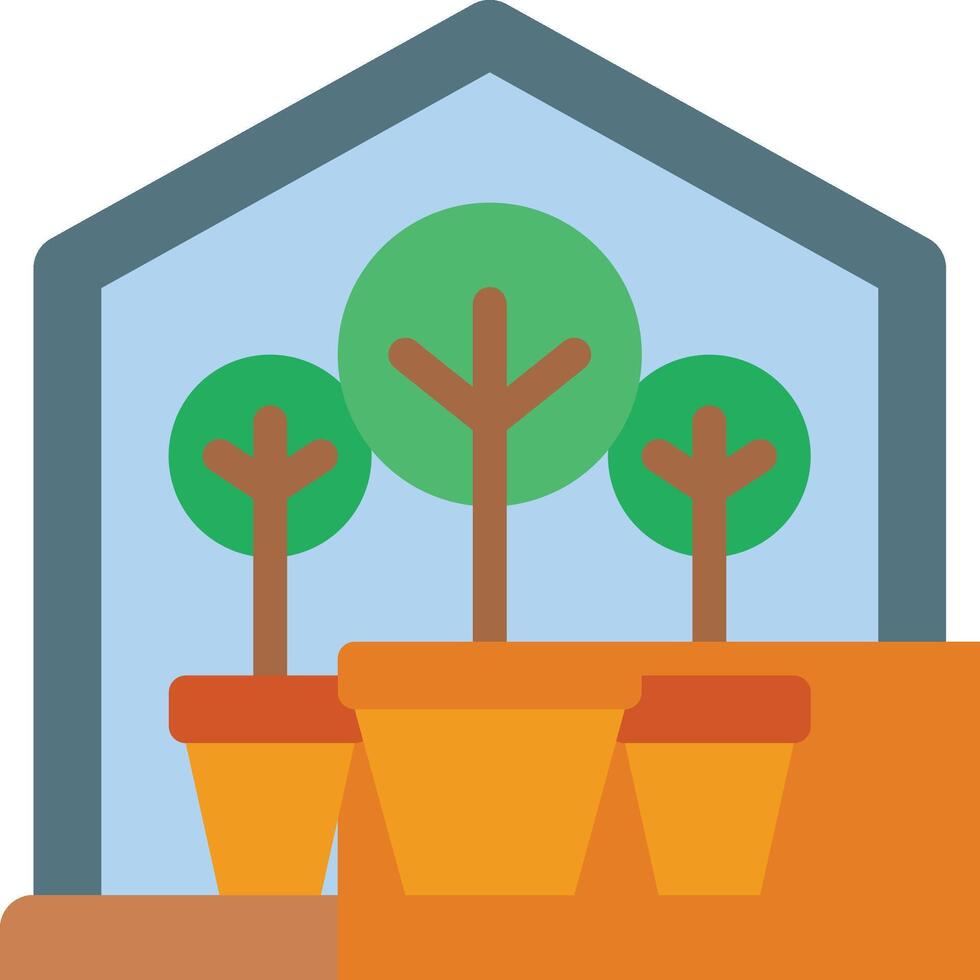 A house with trees in pots on the side vector