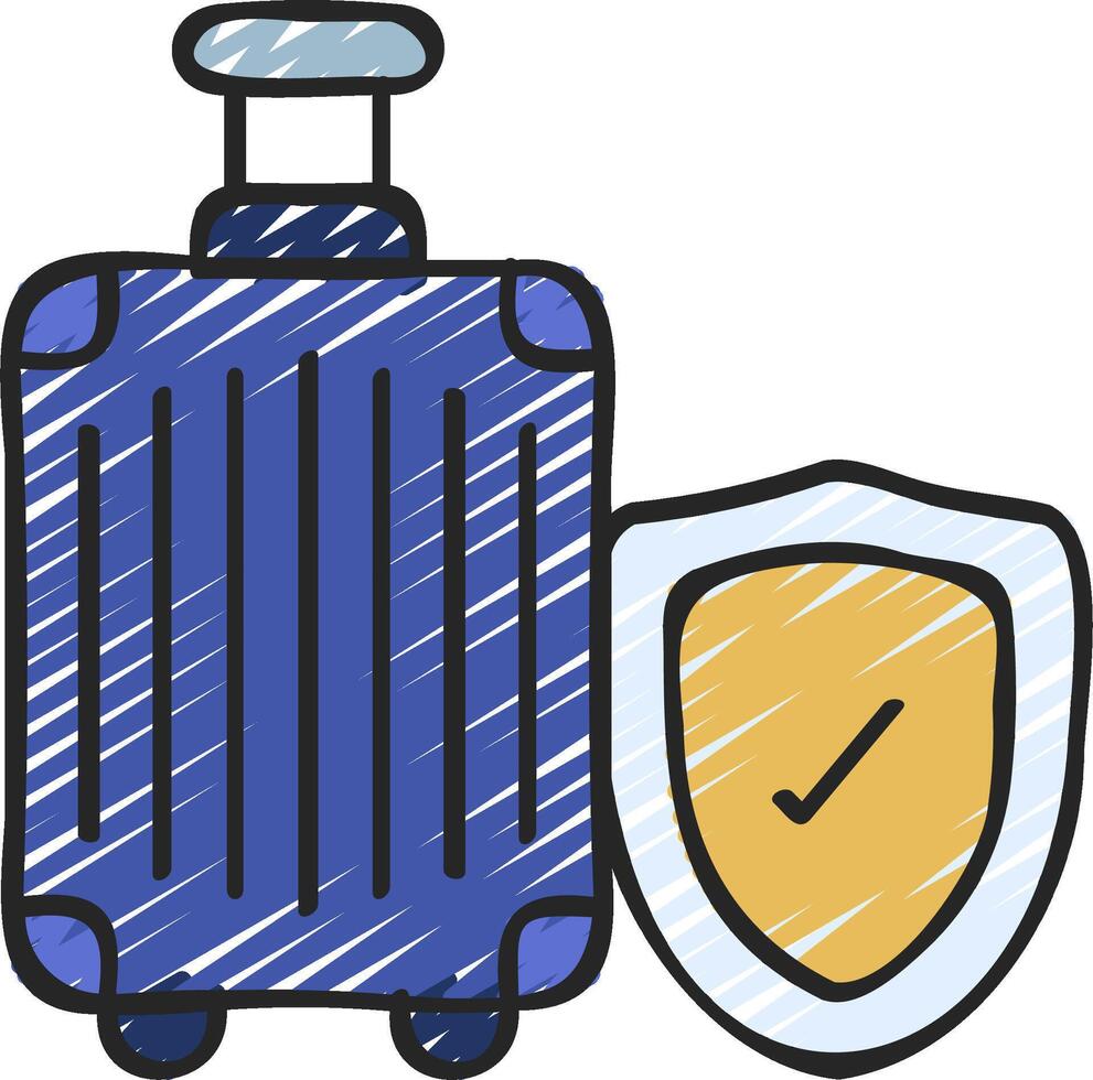 A suitcase with a shield and a shield icon vector
