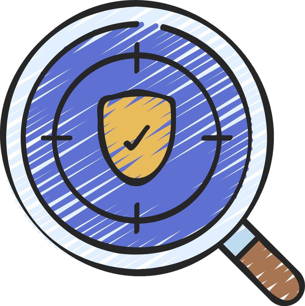 Magnifying shield icon illustration design vector