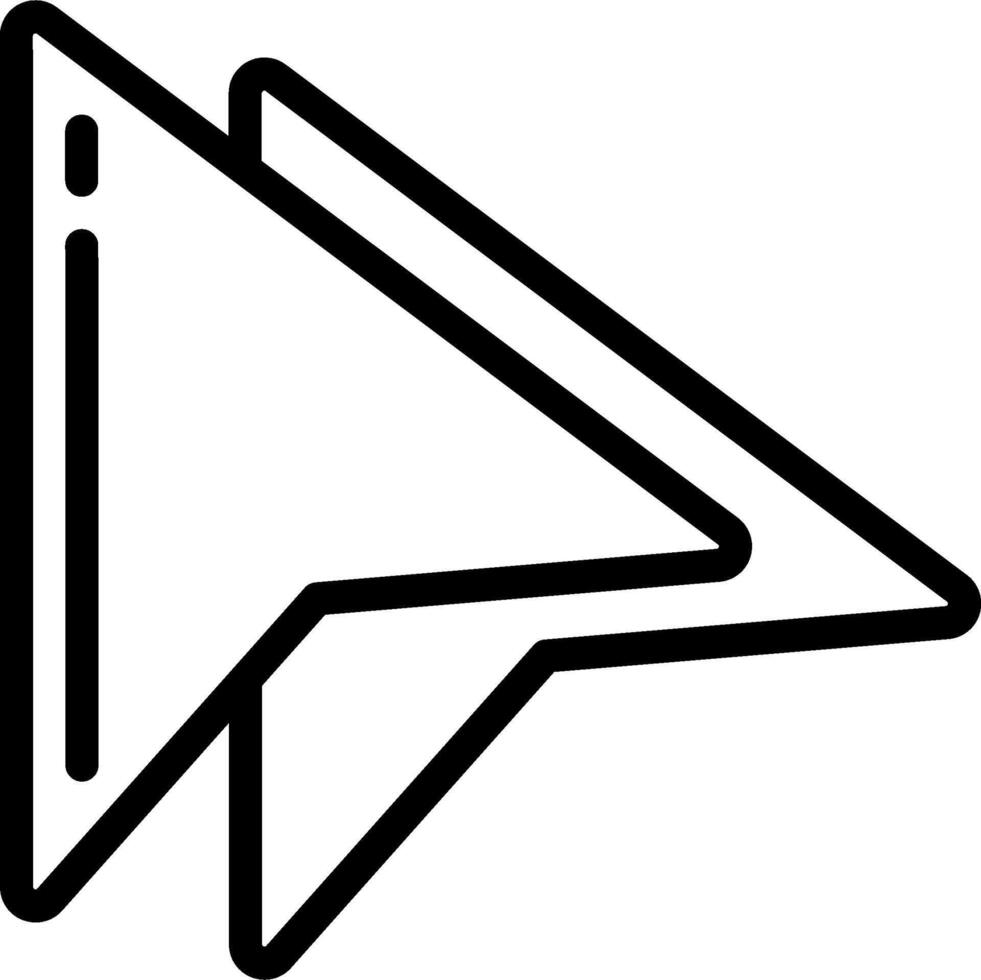 A black and white icon of a arrow pointing down vector