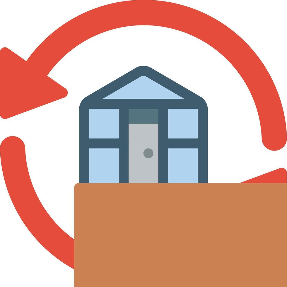 A house with a red arrow pointing to it vector