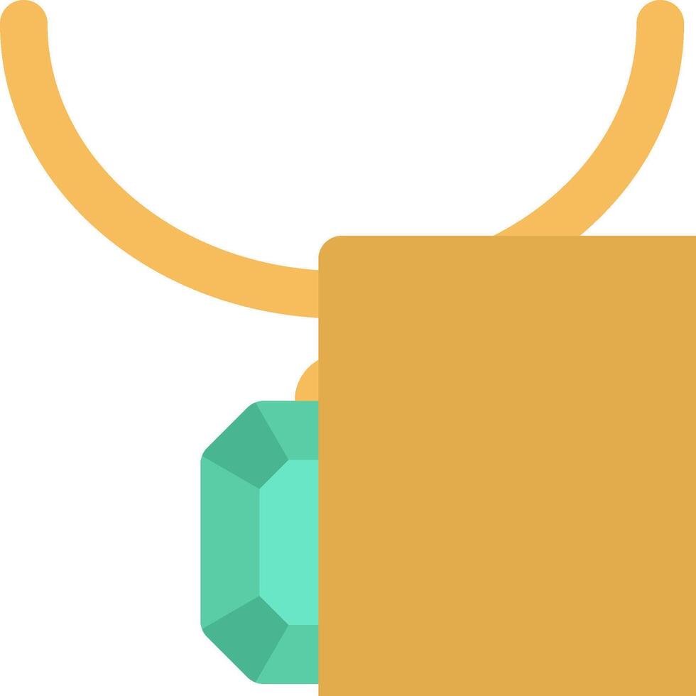A yellow necklace with a green stone in it vector