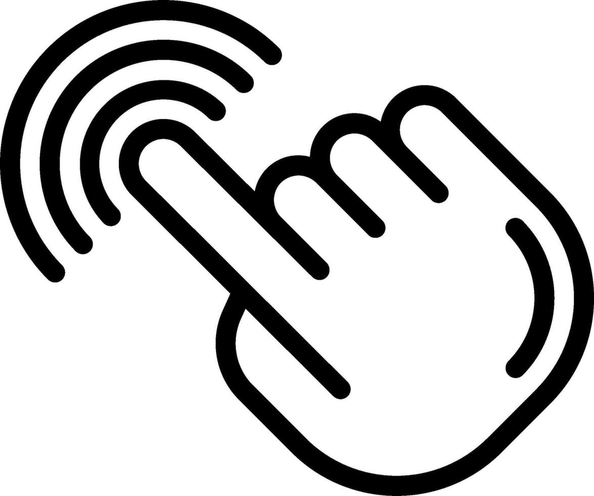 A black and white illustration of a finger touching a touch screen vector