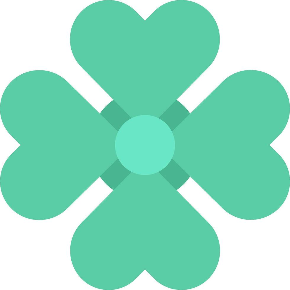 A green four leaf clover with four hearts vector