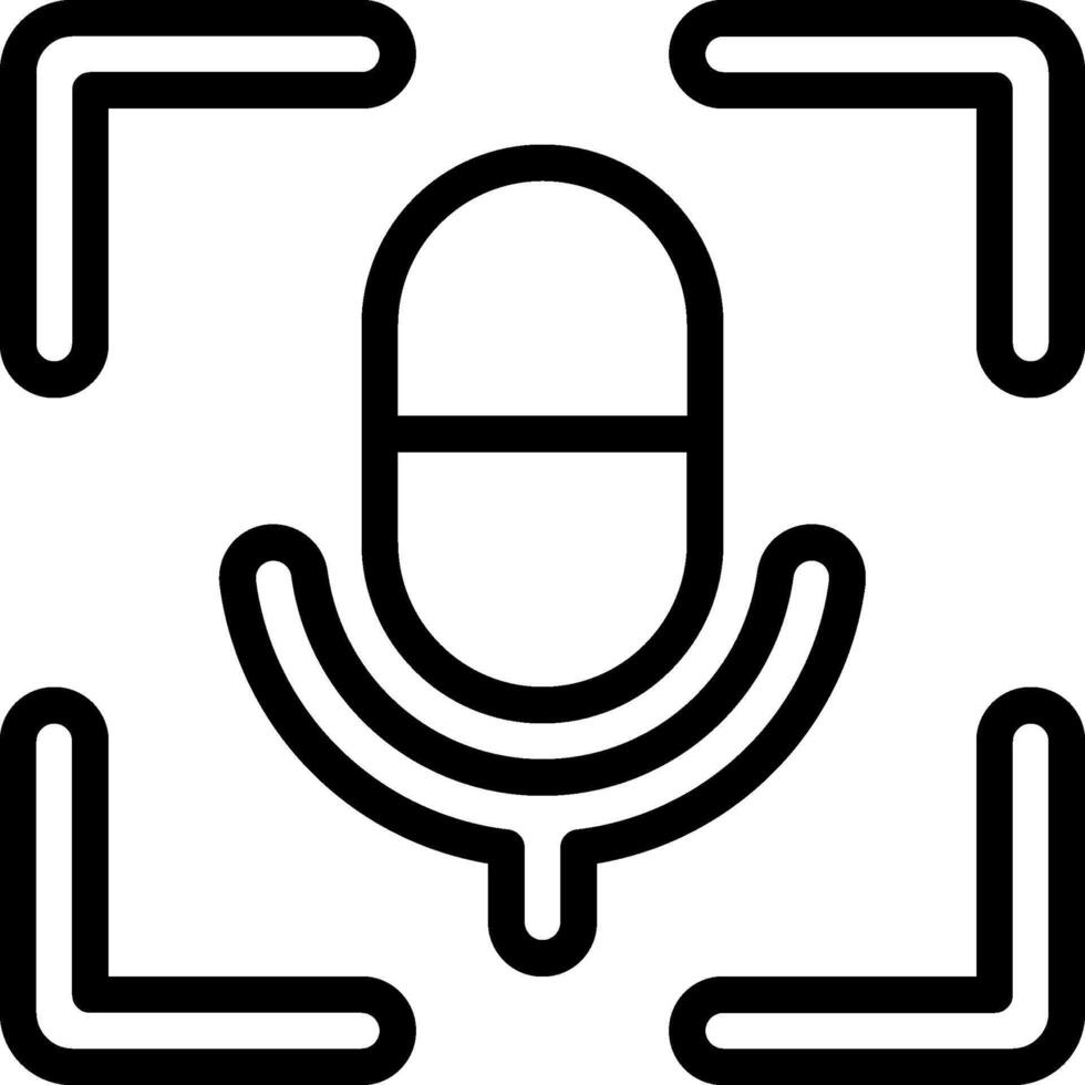 A microphone icon in a square frame vector