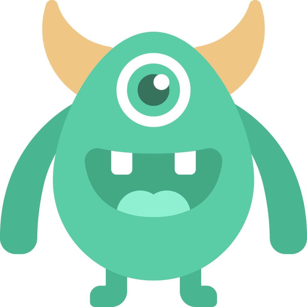 A cartoon monster with big eyes and horns vector