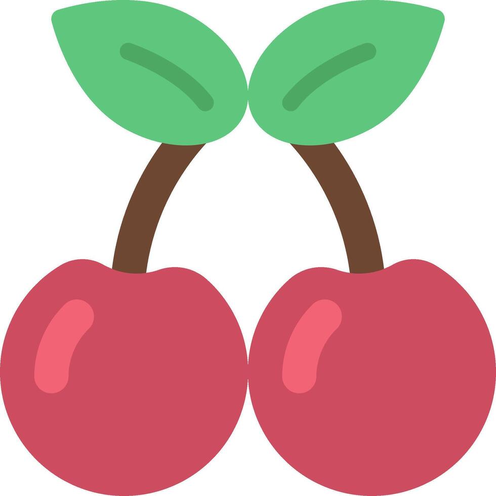 Two cherries with leaves on a white background vector