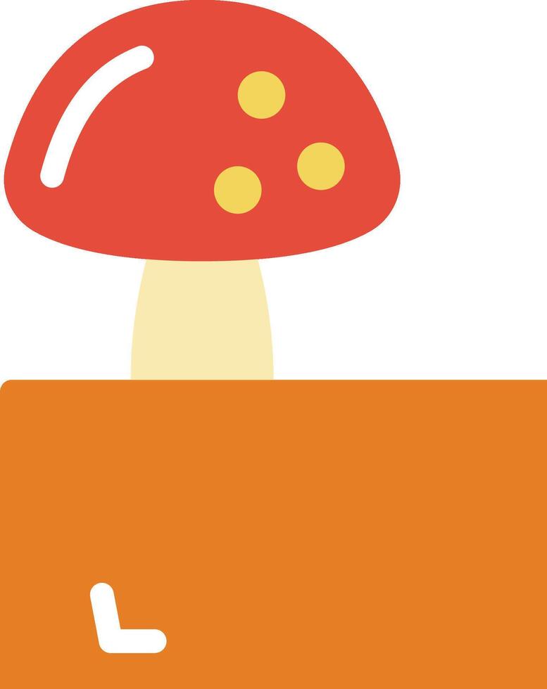 A mushroom is sitting on top of an orange box vector