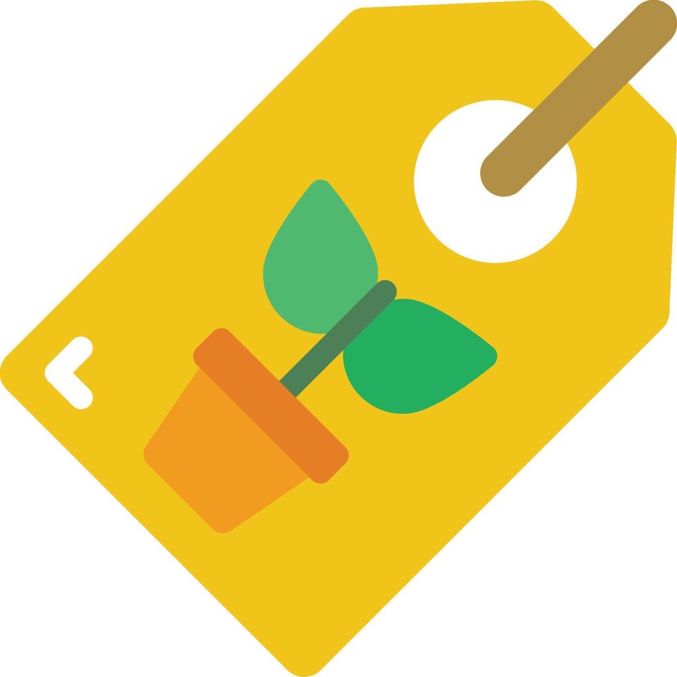 A yellow tag with a plant in a pot vector