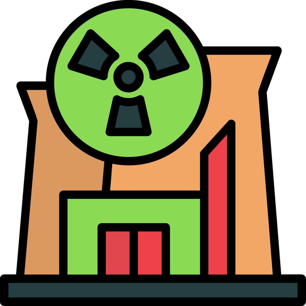 Nuclear Plant Line Filled Icon vector