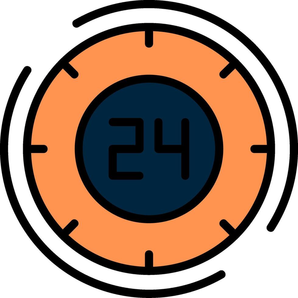 24 Hours Line Filled Icon vector