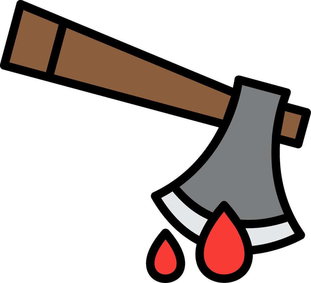Axe Blood Line Filled Icon vector