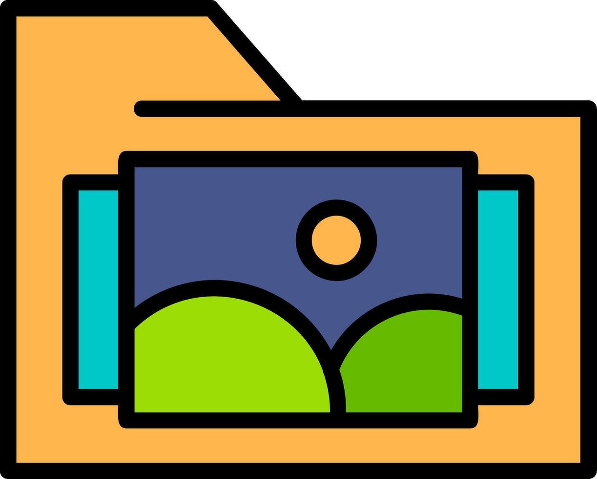 Images Folder Line Filled Icon vector
