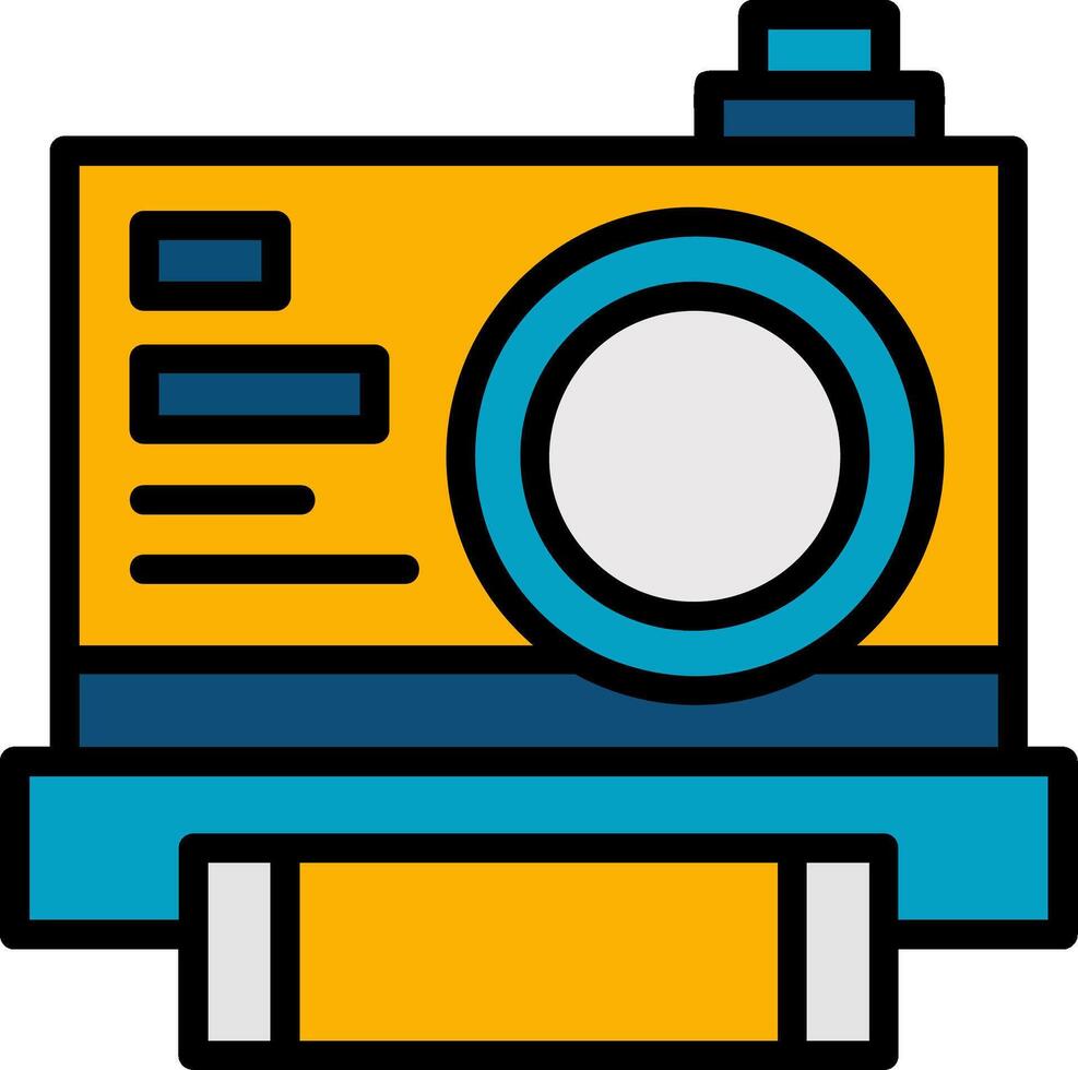 Instant Camera Line Filled Icon vector