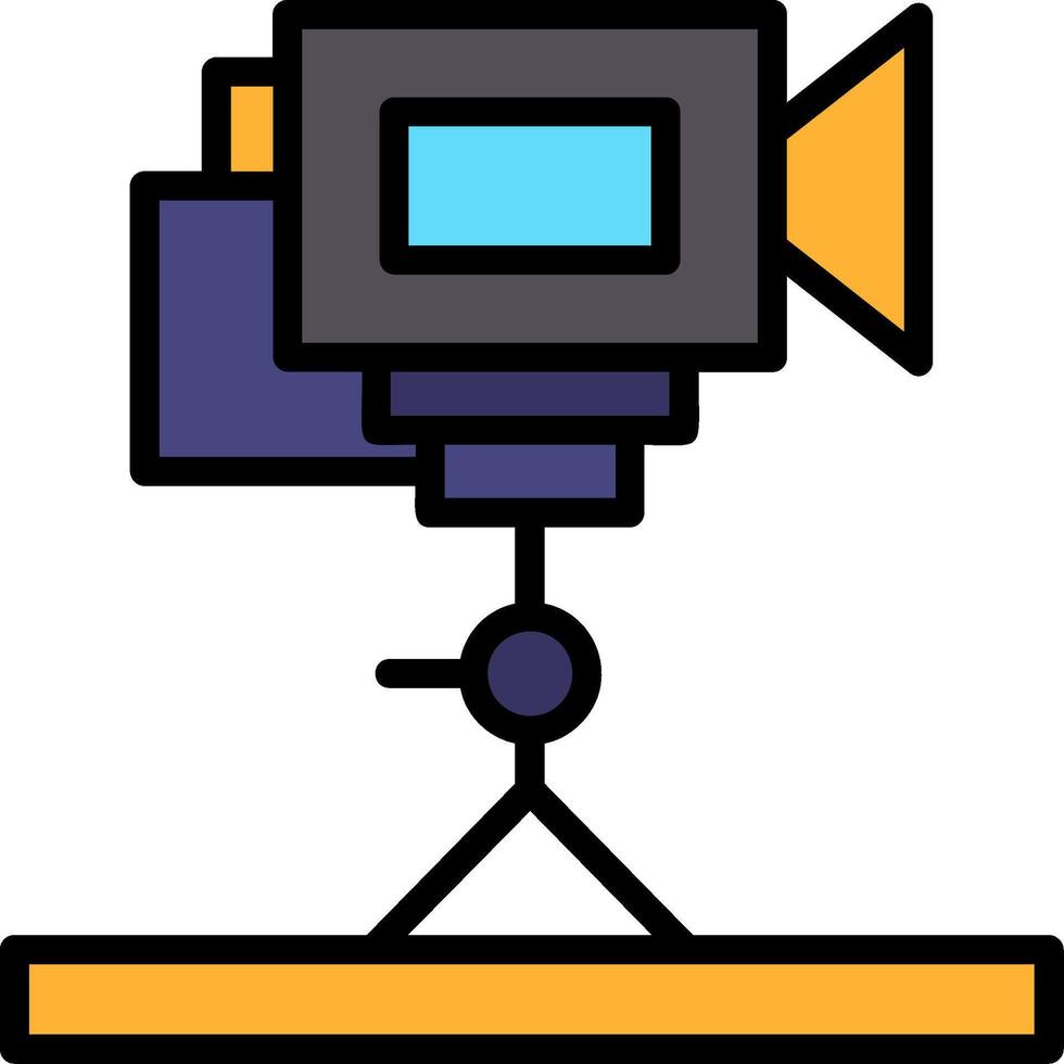 Tripod Camera Line Filled Icon vector