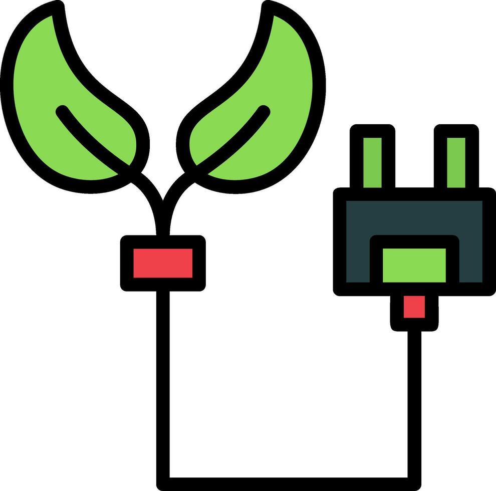 Eco Power Socket Line Filled Icon vector
