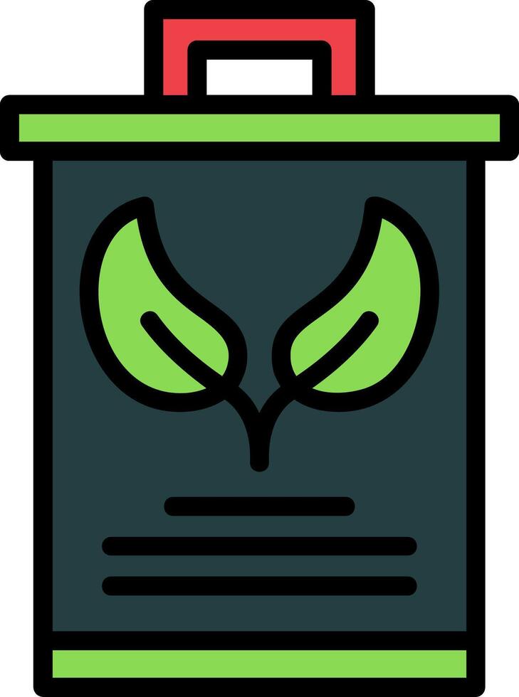 Eco Trash Bin Line Filled Icon vector