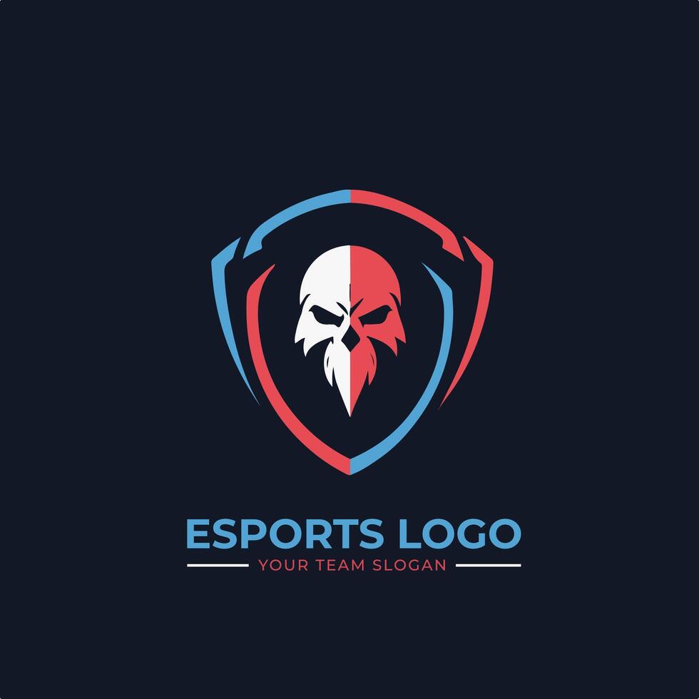 Esports logo template with a skull and shield vector
