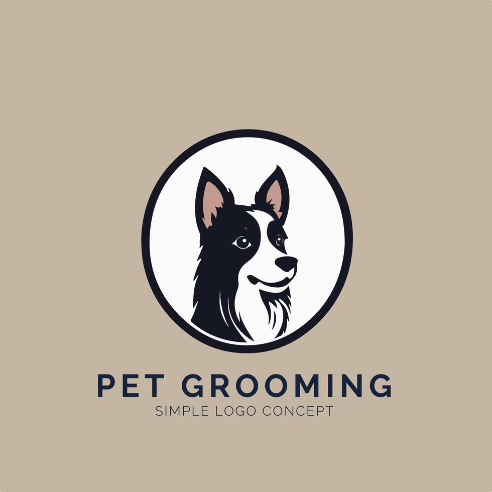 A dog logo with a black and white border collie vector