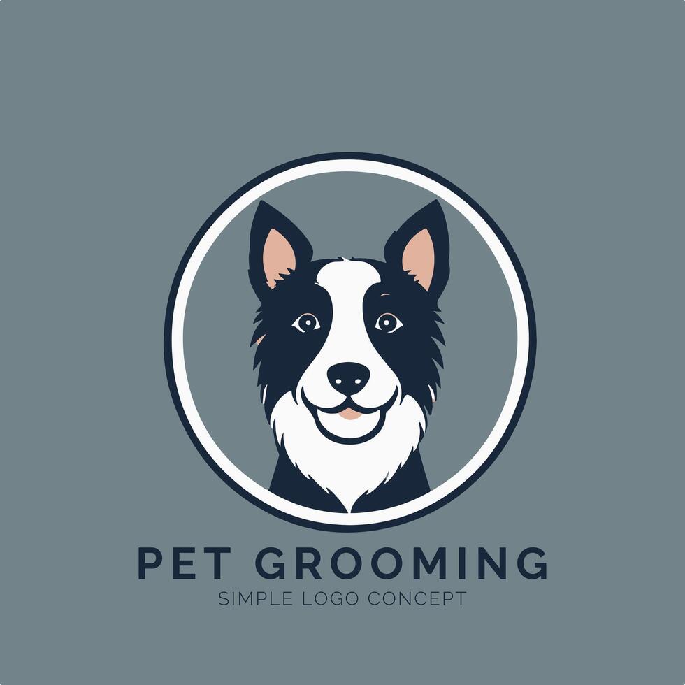 A dog logo with a border collie face vector