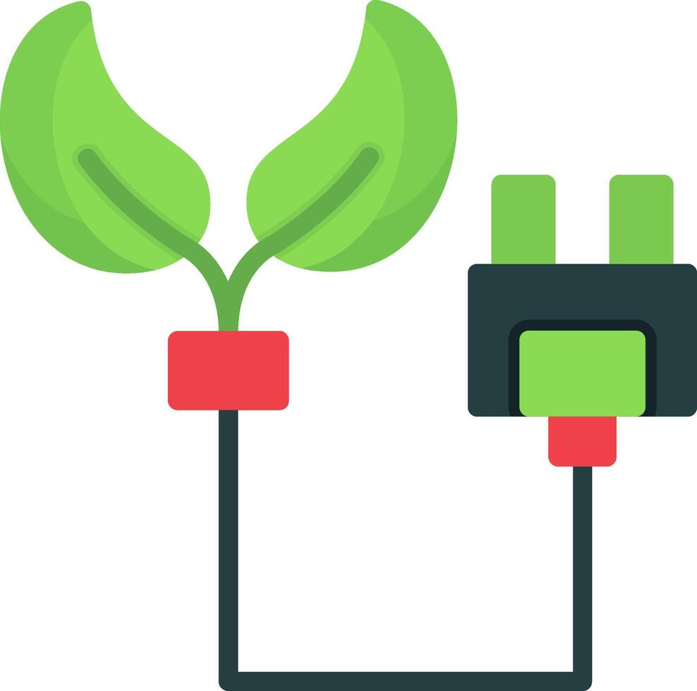 Eco Power Socket Flat Icon vector