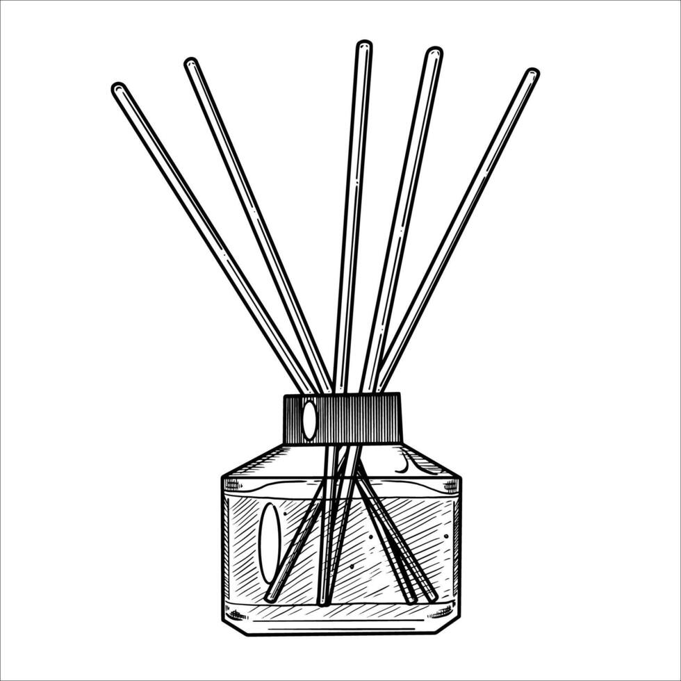 air refreshing diffusers and incense sticks . Hand drawn illustration vector